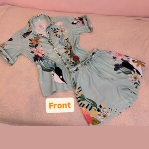 Floral Exotic Print 2pc Shirt & Shorts Set, Size L. 
End of the year sale!